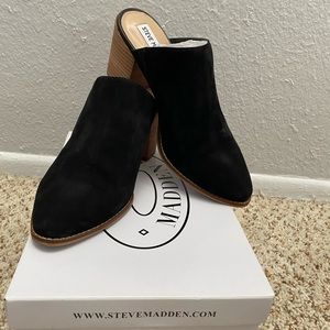 Steve Madden black block heel mule 9